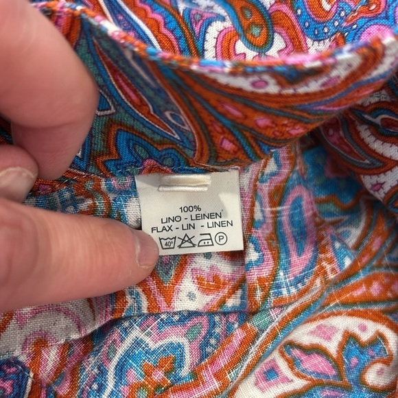 120% Lino Linen Wide Leg Trouser Pants Women’s Paisley Size 42 Pink Purple Red - Picture 9 of 17